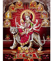 Nava Durga - Nine Forms of Goddess Durga - Glitter Poster