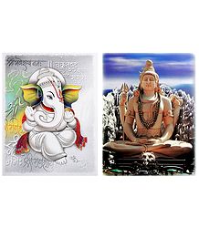 Shiva and Ganesha - Set of 2 Glitter Posters