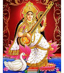 Goddess Saraswati - Glitter Poster