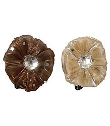 Pair of Brown and Off-White Glitter Cloth Hair Clutcher