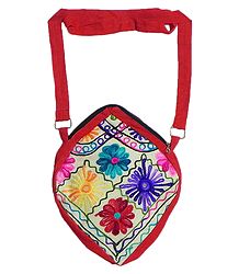 Kashmiri Embroidery on Cotton Shoulder Bag with Two Zipped Pocket
