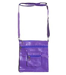 Rexine Mauve Color Sling Bag with Four Zipped Pocket