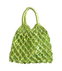 Light Green Sequined Macreme Bag