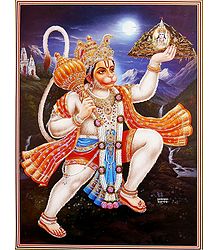 Hanuman Carrying Gandhamadan Parvat - Glitter Poster