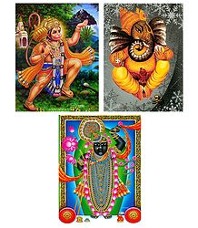 Hanuman, Ganesha and Dwarkadheesh - Set of 3 Posters
