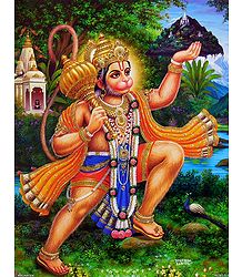 Hanuman Carrying Gandhamadan Parvat - Glitter Poster