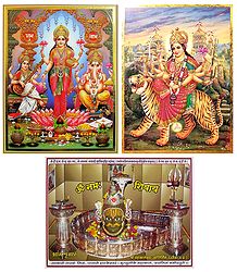 Bhagawati, Lakshmi, Saraswati, Ganesha and Mahakaleshwar - Set of 3 Posters