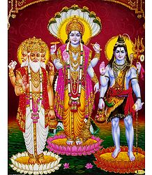 Brahma, Vishnu and Shiva - Glitter Poster