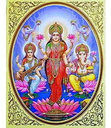 Lakshmi,Saraswati and Ganesha