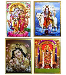Radha Krishna,Young Krishna, Balaji - Set of 4 Posters