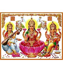 Lakshmi, Sarasawti and Ganesha