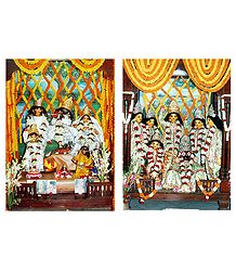 Radha Krishna, Nimai and Pancha Tattva Deities - Set of 2 Photo Prints