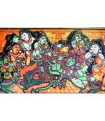 Krishna with Radha and other Gopinis