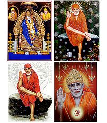 Shirdi Sai Baba - Set of 4 Glitter Poster