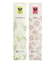 Set of 2 Incense Stick Packets with Citronella and Rose Fragrances