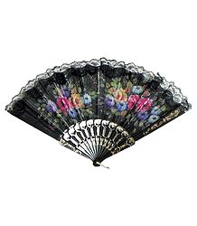 Multicolor Floral Print on Cloth Fan - Wall Hanging