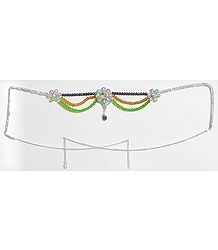 White Stone Studded Kamarband with Multicolor Beads 