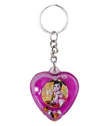 Heart Key Chain with Krishna Picture