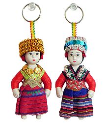 Set of 2 Uzbekistan Doll Key Rings
