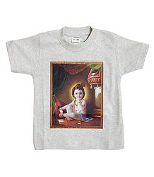 Printed Krishna on Grey T-Shirt for Baby Boy