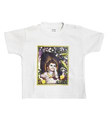 Printed Krishna on White T-Shirt for Young Boy