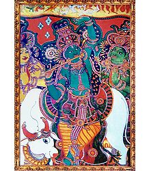 Krishna Lifts Giri Govardhan - Mural Poster