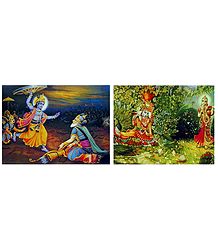 Radha Krishna and Krishna Bhishma - Set of 2 Posters