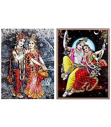 Radha Krishna - Set of 2 Glitter Poster