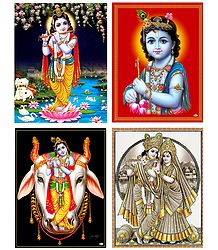 Radha Krishna and Krishna - Set of 4 Posters