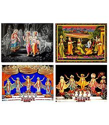Set of 4 Krishna and Chaitanyadev Posters