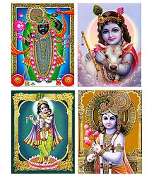 Srinathji and Krishna - Set of 4 Posters
