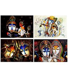 Radha Krishna - The Divine Lovers - Set of 4 Posters