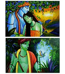 Animal Lover Krishna and Radha Krishna - Set of 24 Posters