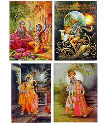 Radha Krishna and Murlidhar Krishna - Set of 4 Posters