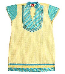 Light Yellow with Cyan Blue Embroidered Top