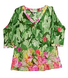 Floral Print Synthetic Designer Top