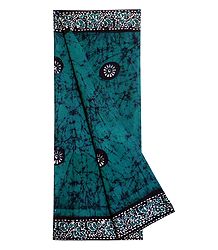 Batik Print on Cyan Blue Cotton Lungi