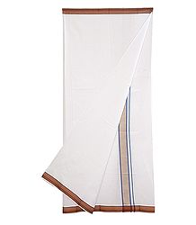 White Plain Cotton Lungi with Maroon Border