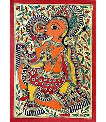Hanuman Devouring the Sun - Madhubani Painting