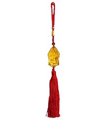 Yellow Crystal Buddha Face on Red Tassel