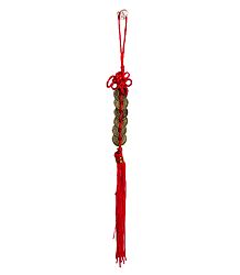 Feng Shui Lucky Coins on Red Tassel - Car Hanging
