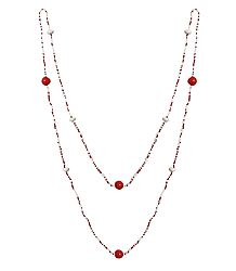 Red with White Bead Necklace