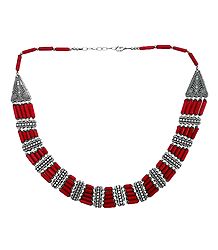 Red Stone Bead Tibetan Necklace