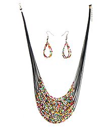Multicolor Bead Necklace and Earrings