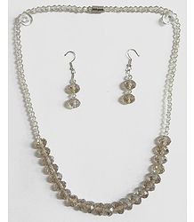 Crystal Bead Necklace with Earrings