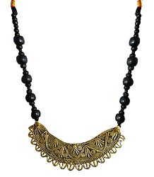Bead Necklace with Brass Dokra Pendant