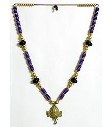 Beaded Tibetan Necklace with Dhokra Ganesha Pendant