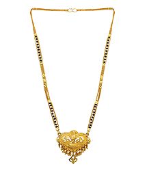 Black Beaded and Gold Plated Mangalsutra with Pendant