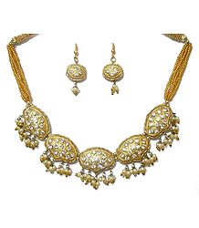 Golden Beads and Lac Meenakari Necklace Set
