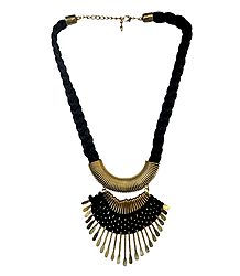 Bead Necklace with Brass Pendant